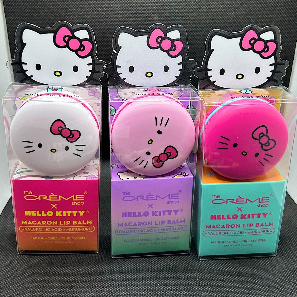 The Crème shop HELLO KITTY MACARON LIP BALM Pack Of 3